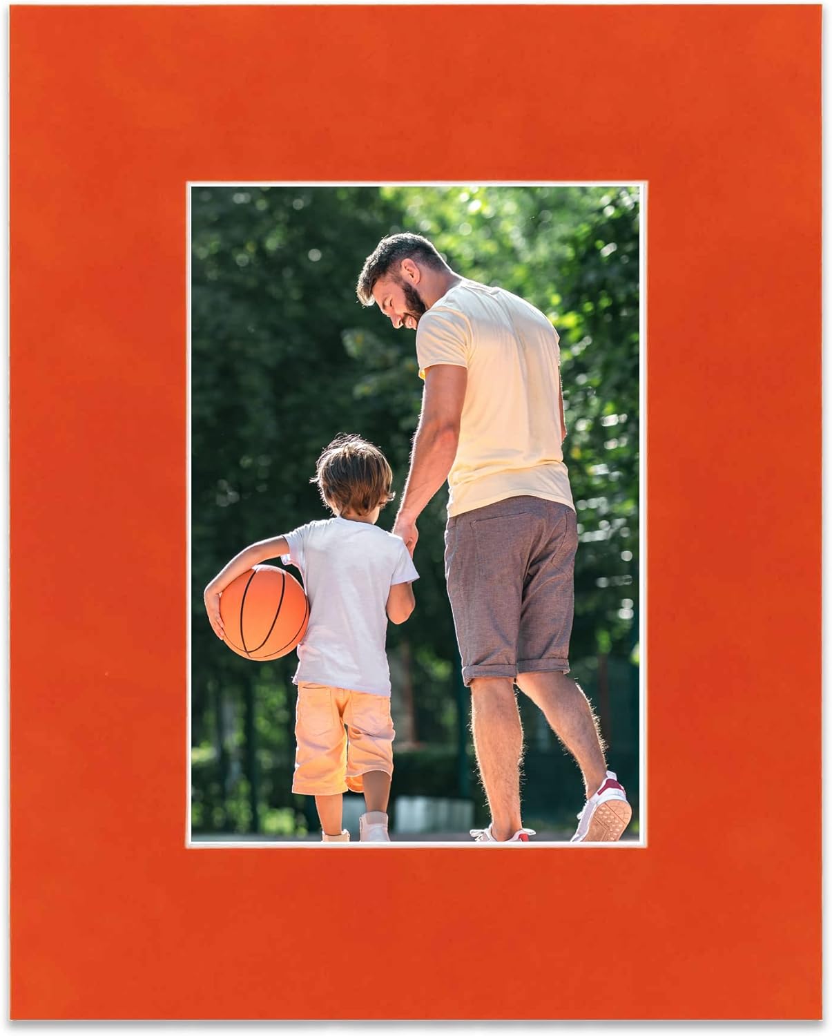 Pack of TEN 8x10 Mats Bevel Cut for 5.5x8.5 Photos - Acid Free Orange Suede Precut Matboards For Pictures, Photos, Framing - 4-ply Thickness