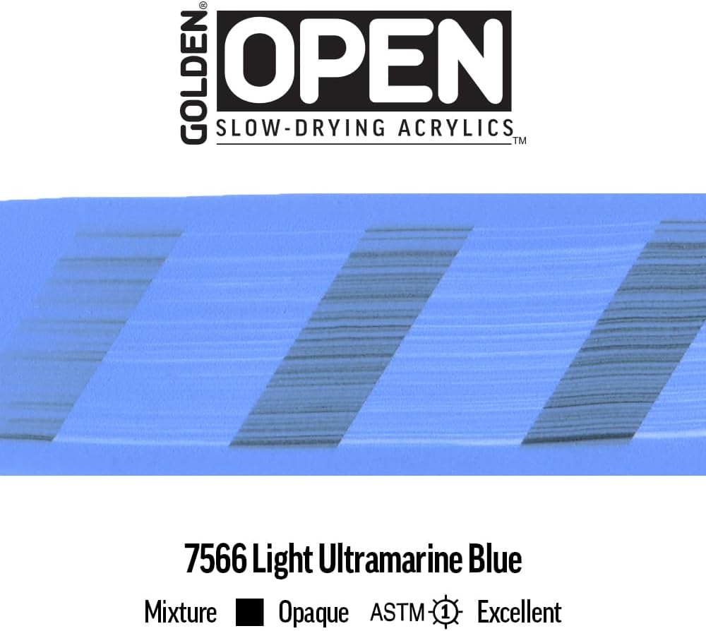 OPEN Slow-Drying Acrylics by GOLDEN, Light Ultramarine Blue, 5 fl oz. tube, Professional Acrylic Paint, Opaque
