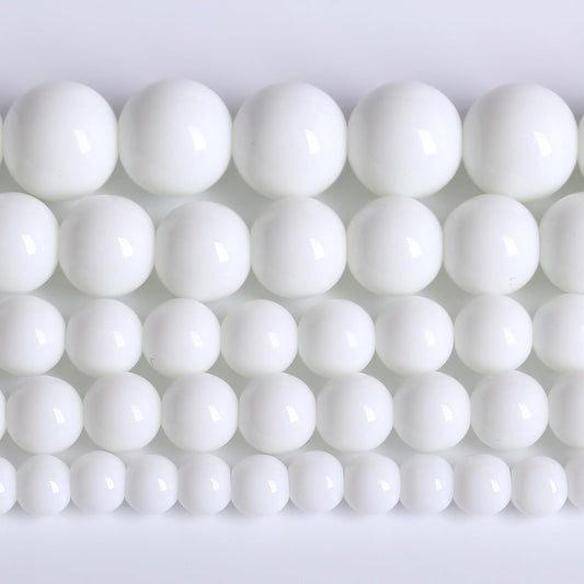 6MM Natural Stone White Porcelain Agate Beads Round Loose Stone Beads for Jewelry and Bracelets Making 120pcs 2 Strands 32"