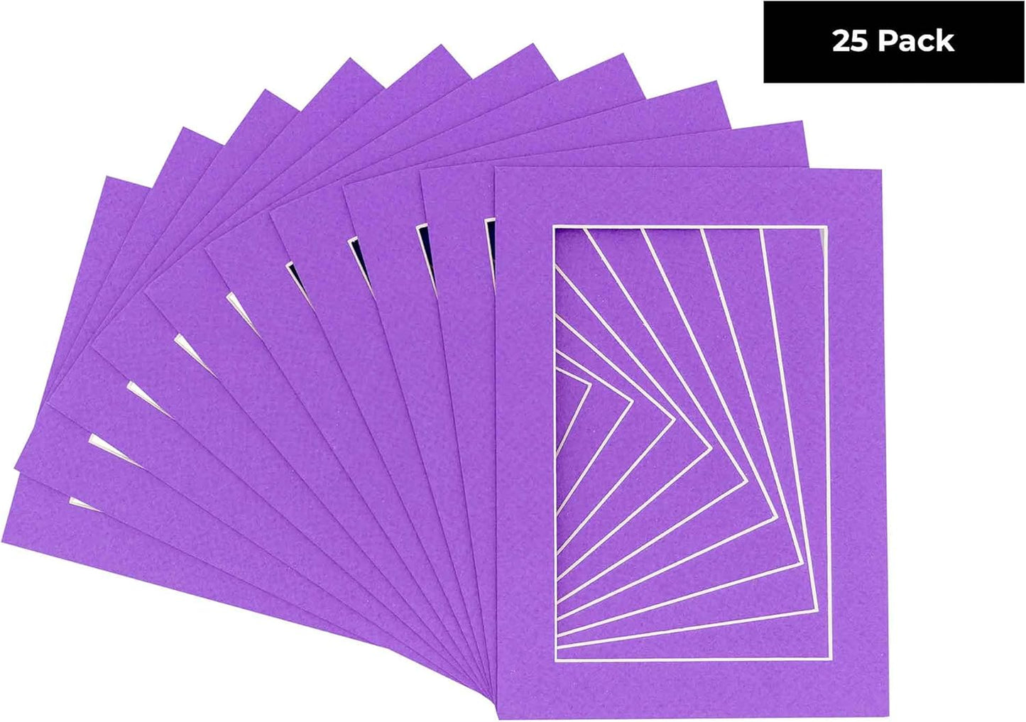 6x8 Mat for 8x10 Frame - Precut Mat Board Acid-Free Show Kit with Backing Board, and Clear Bags Purple 6x8 Photo Matte Made to Fit a 8x10 Picture Frame Matboard for Framing, Pack of 25 Mats