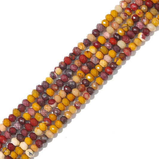 Natural Mookaite Jasper Beads 4x2mm 120pcs Faceted Rondelle Loose Semi Gemstone Beads for Jewelry Making Design