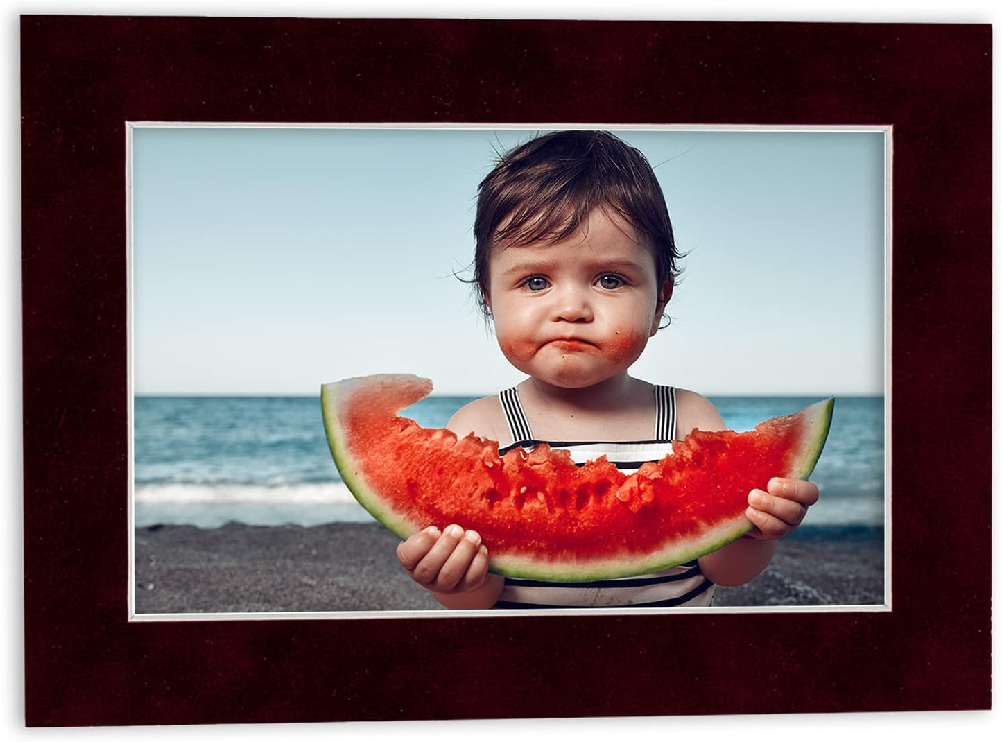 8x10 Mat Bevel Cut for 5x8 Photos - Acid Free Dark Red Suede Precut Matboard With Backing Board and Crystal Clear, Self Seal Photo Mat Bag - For Pictures, Photos, Framing - 4-ply Thickness