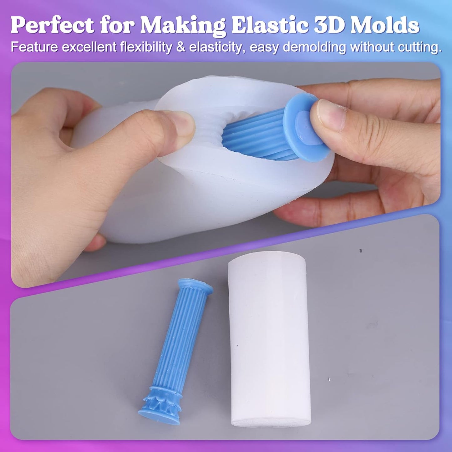 LET'S RESIN Silicone Mold Making Kit 0A, Extra Soft & Elastic Molding Silicone 70.5oz, Liquid Silicone for Mold Making Platinum Cure, Ideal for 3D Silicone Molds, Candle Molds, Soap Molds, Resin Molds