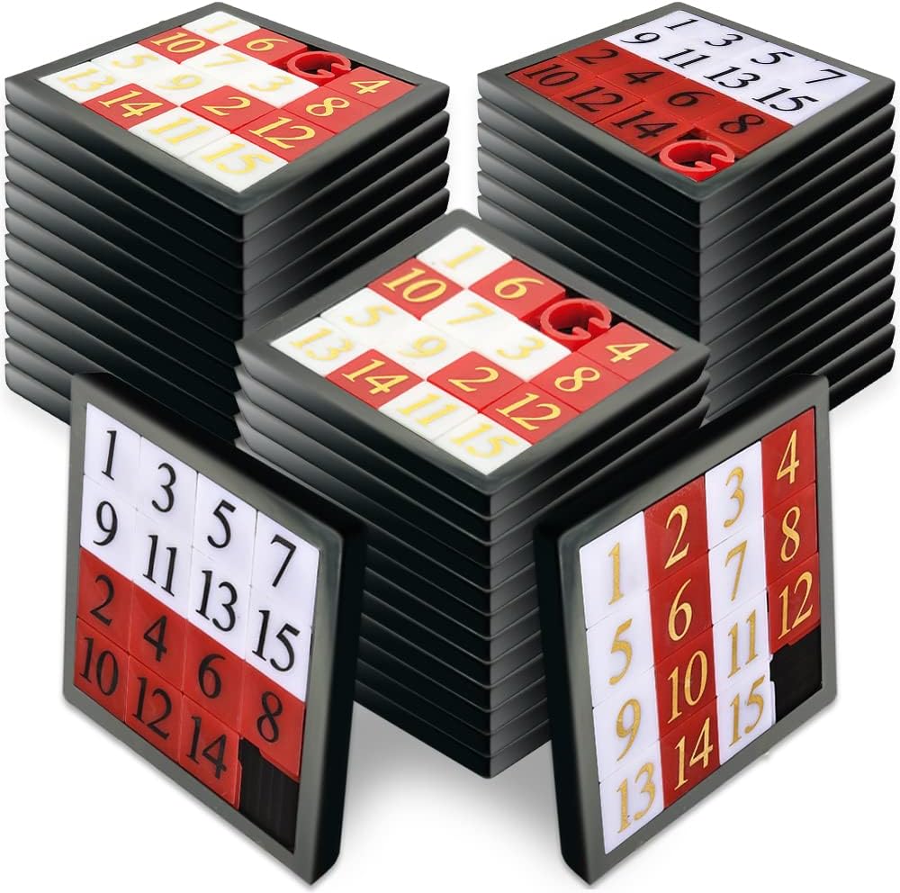 Gamie Slide Puzzles for Kids – Set of 24 Pocket-Sized Hand Puzzle Games, Educational Number Slide Puzzles, Great Party Favors, Goodie Bag Stuffers, Teacher Rewards, and Learning Toys