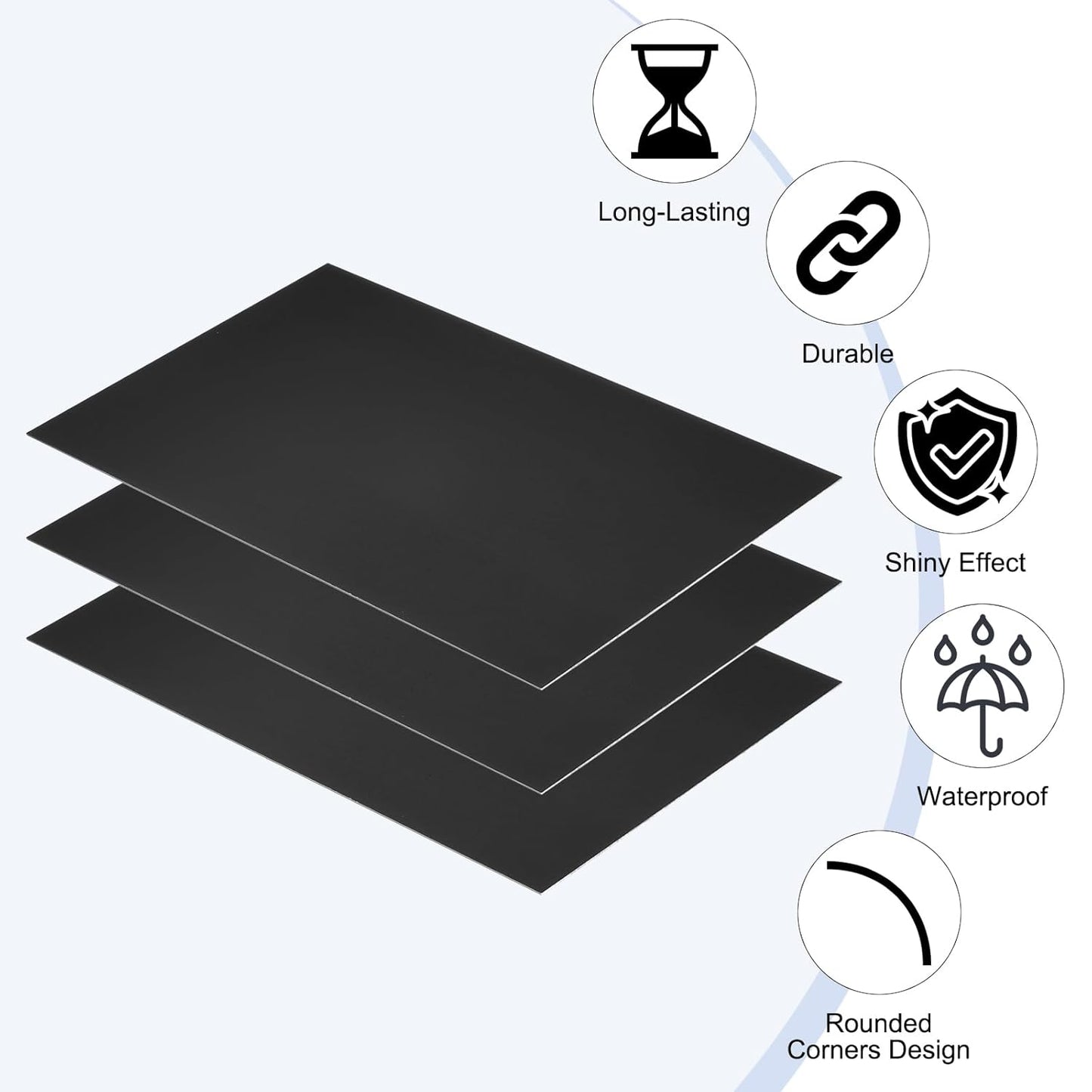PATIKIL 5x8 Inch Anodized Aluminum Sheet Metal, 15Pcs Laser Plates Engraving Blanks 0.5MM Thin Rectangle for Crafting DIY House Laser Engraving, Black
