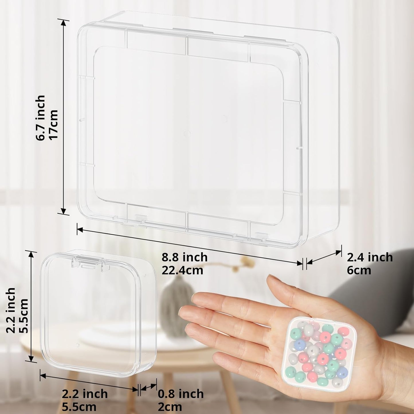 Mathtoxyz Bead Organizer Box, 93Pcs Small Bead Organizers and Storage Plastic Cases Mini Clear Bead Storage Containers Boxes with Hinged Lid and Rectangle for Bracelet Making DIY Jewelry Craft Nail