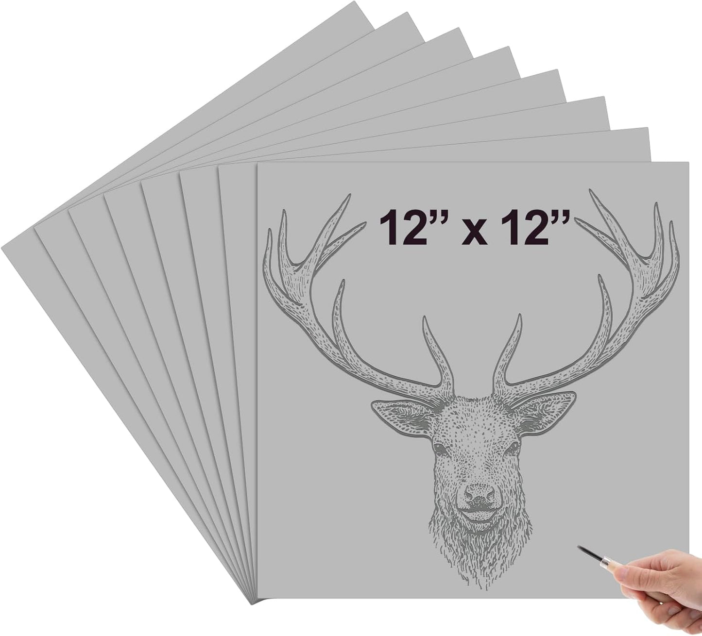 Yeaqee 8 Pcs 12 x 12 Inch Linoleum Block Rubber Carving Block Soft Linocut Blocks Large Linoleum Sheet Unmounted Lino Plates for Engraving Art Project Printmaking Artist Studio Supplies, Gray
