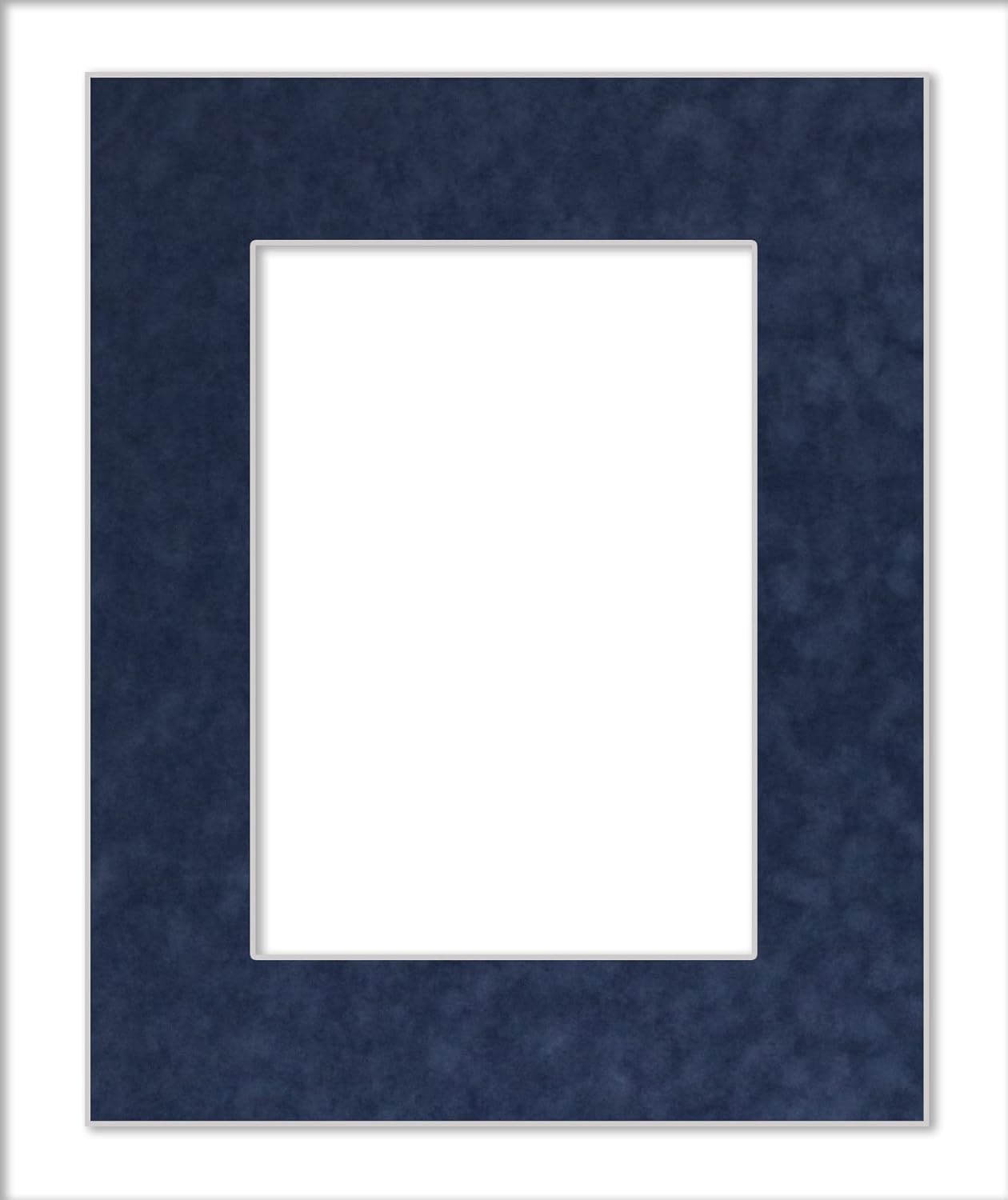 Pack of Ten Acid Free 11x14 Mats Bevel Cut for 8.5x11 Photos - Navy Suede Precut Matboards With Backing Boards and Self Seal Photo Mat Bags For Pictures, Photos, Framing - 4-ply Thickness