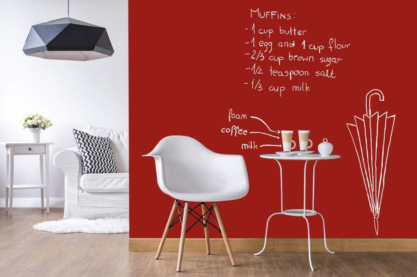 Chalkboard Blackboard Paint - Brush on Wood, Metal, Glass, Wall, Plaster Boards Sign, Frame or Any Surface. Use with Chalk Pen Wet Erase, Non-Toxic - Matte Finish [Red] - (8.5oz Cover 32 sf)