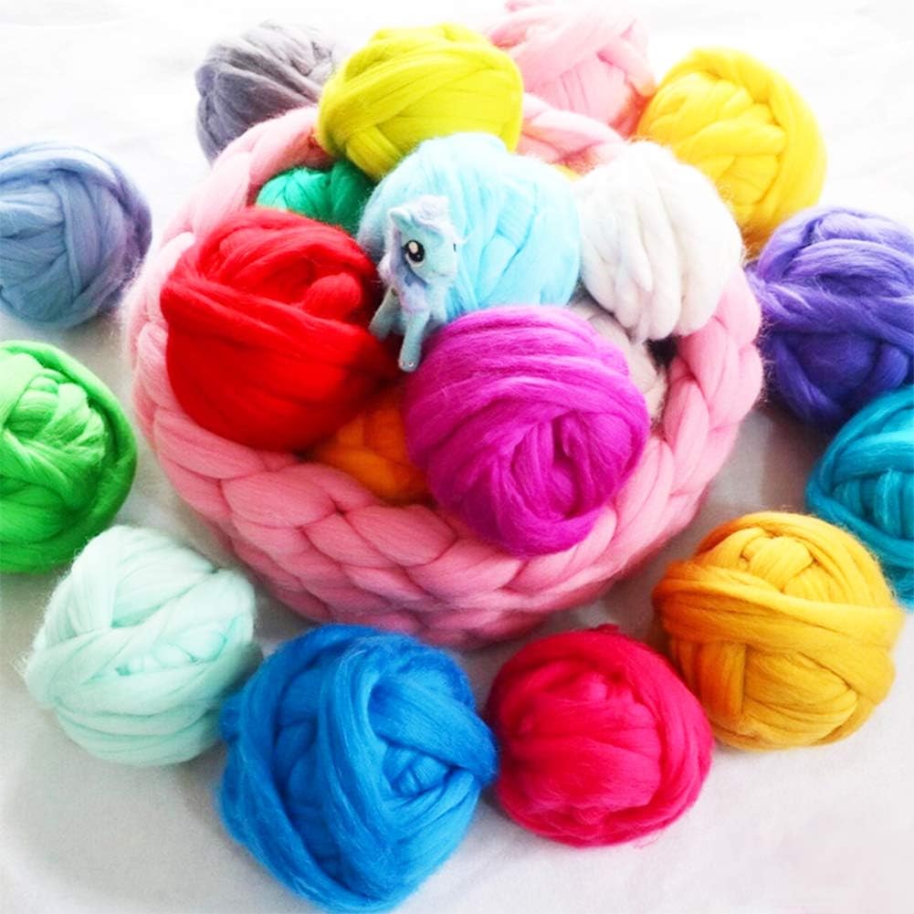 3.53oz Wool Roving Yarn, Wool Felting Supplies, Pure Wools, Chunky Yarn, Spinning Wool Roving for Needle Felting Wet Felting DIY Hand Spinning (Black)