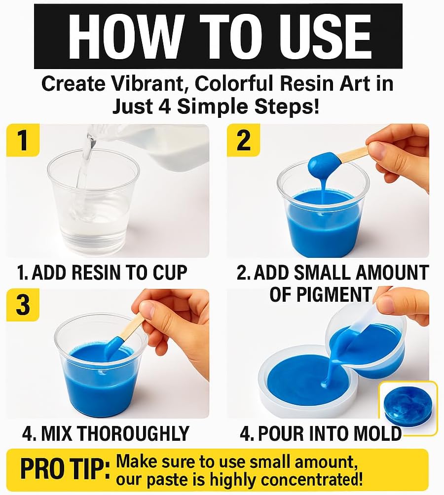 BALTIC DAY 50 Color Epoxy Pigment Paste Set – Opaque Resin Colorant, High Concentration Epoxy Dye & Mica Powder for Resin Art, Jewelry Making, Tumblers, Coasters, River Tables & DIY Crafts