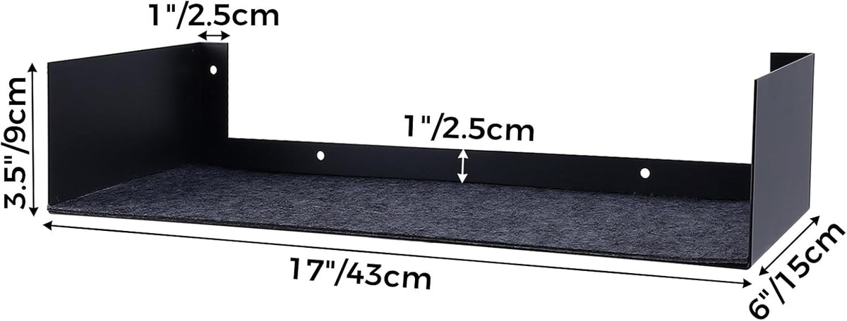 U Shape Floating Shelves Wall Mount Metal Bookshelf CD DVD Storage Display Shelves, Black Set of 6