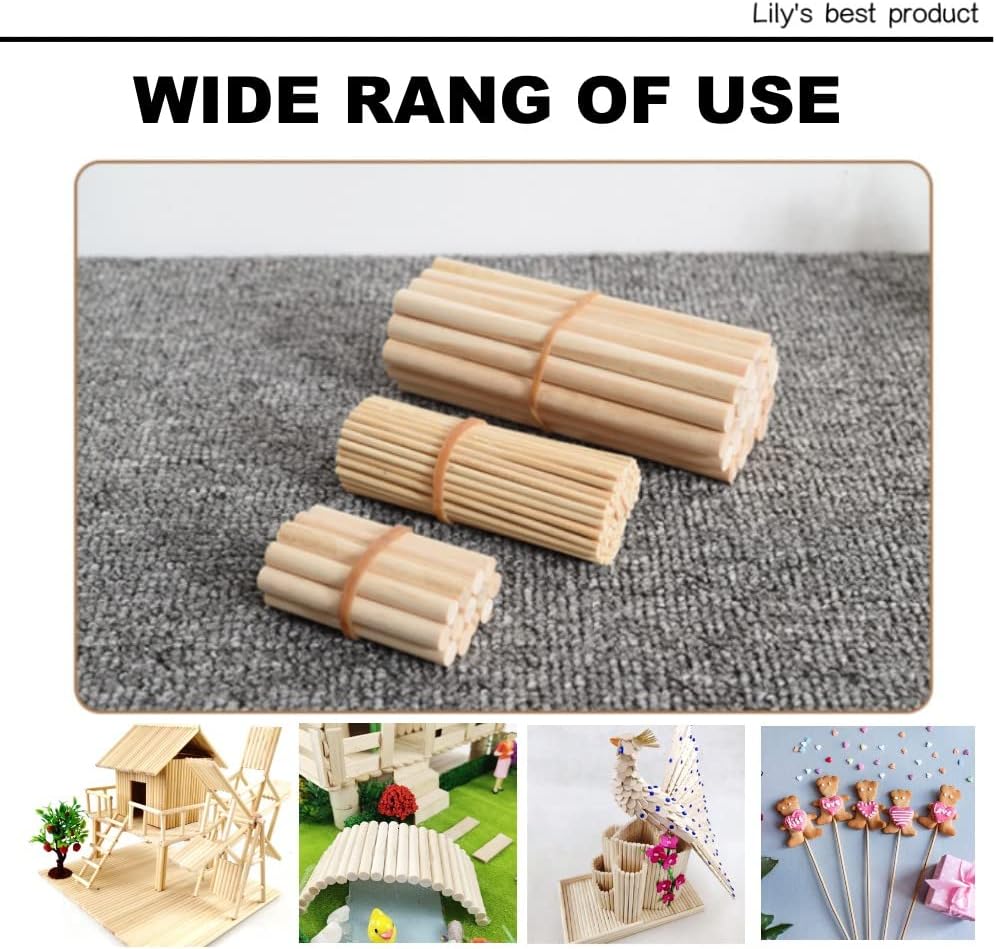 HOPELF 50PCS Bamboo Dowel Rods - 3/8 x 48 Inch, Craft Sticks, Cylindrical, Pack of 50