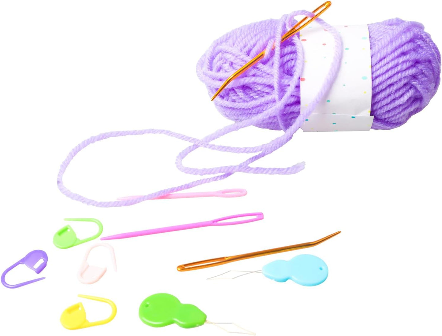 Hekisn 25Pcs Large Eye Blunt Yarn Needles Kit, Assorted Sizes Bent Tapestry Darning Needle & Stitch Markers & Threaders for Knitting, Crochet (White)