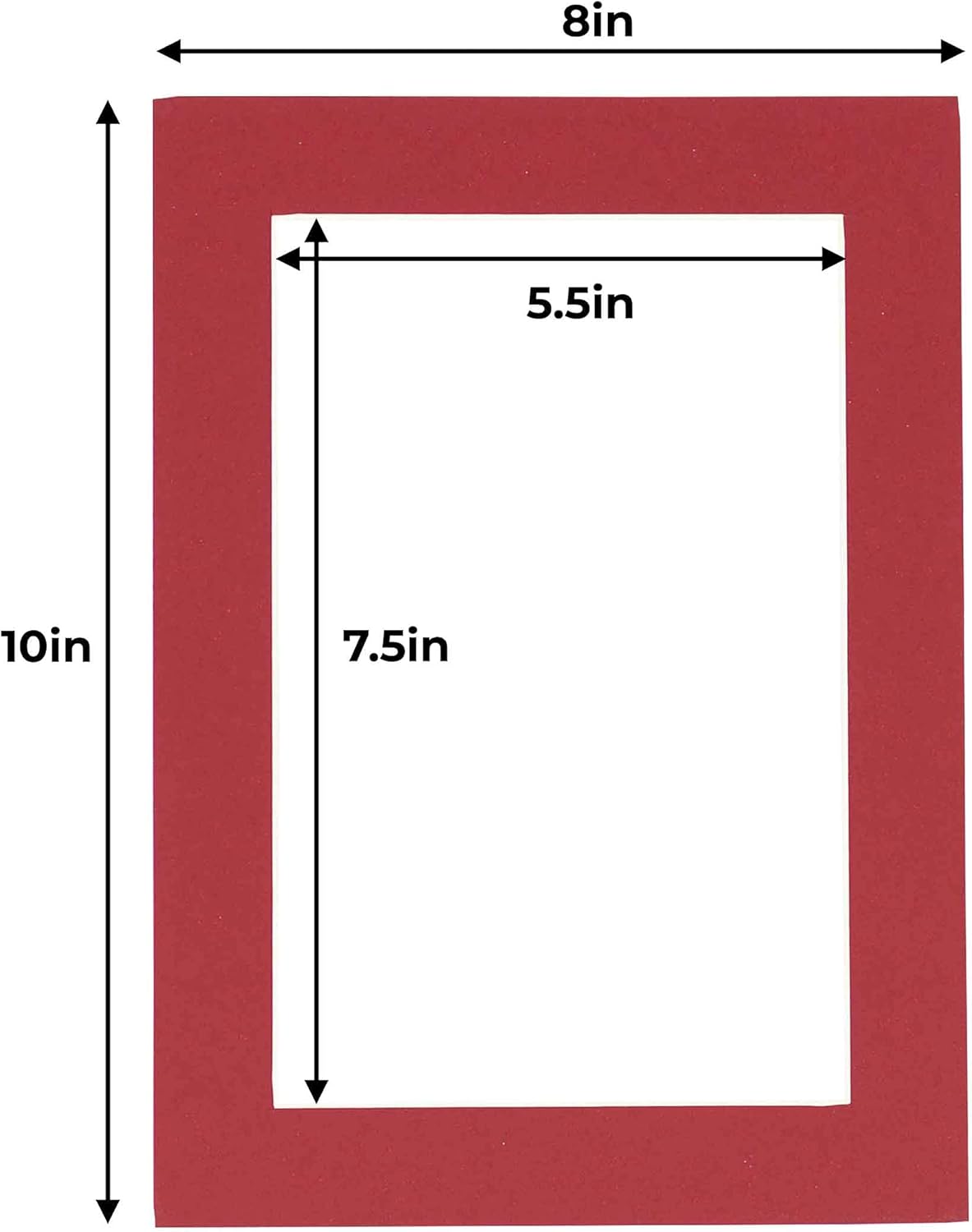 6x8 Mat for 8x10 Frame - Precut Mat Board Acid-Free Deep Red 6x8 Photo Matte Made to Fit a 8x10 Picture Frame, Premium Matboard for Family Photos, Show Kits, Art, Picture Framing, Pack of 25 Mats