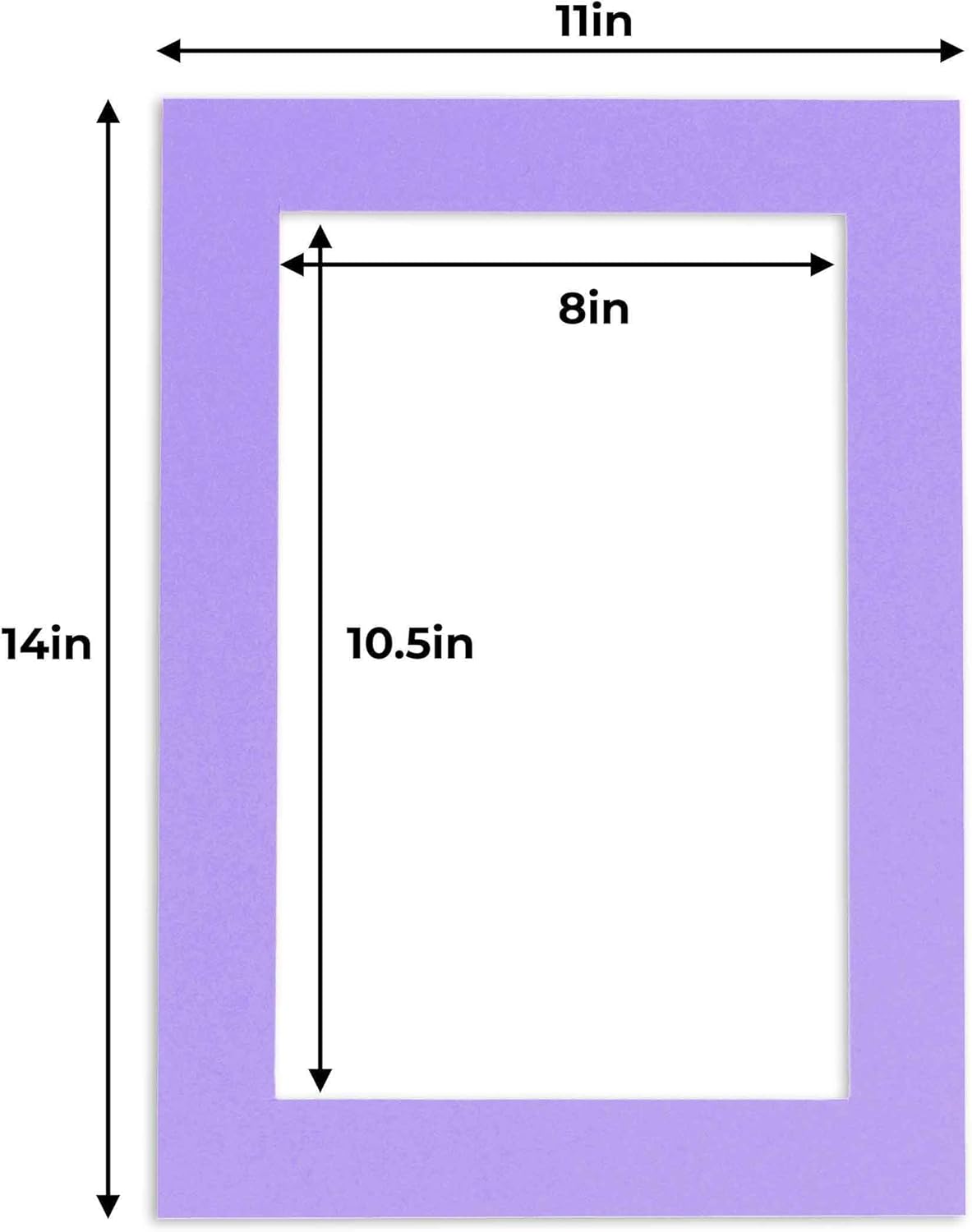 11x14 Mat for 8.5x11 Photo - Precut Light Purple Picture Matboard for Frames 11 x 14 Inches - Bevel Cut to Display Art 8.5 x 11 Inches - Acid Free Pack of 10 MATS with Backing Boards & Clear Bags