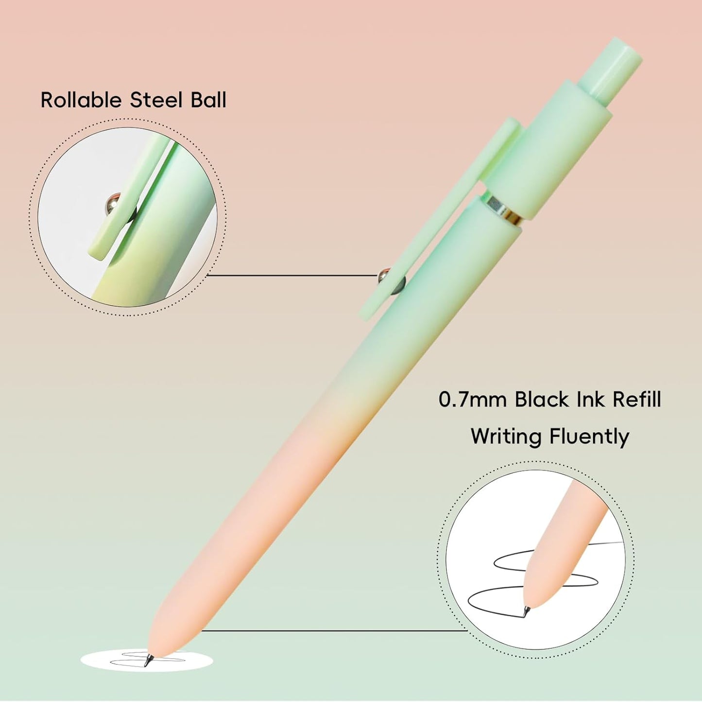 Gel Pens, 5 Pcs Medium Point Smooth Writing Pens Cute Pens for Women, High-End Series 0.7mm Black Ink Pens for Journaling Note Taking, School Office Supplies (5 Pcs Gradient Morandi)