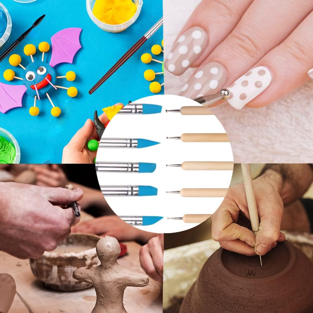 Clay Tools for Pottery Ceramic Sculpting, Yagugu 25Pcs Basic Wood Ceramics Carving Polymer Clay Tool Supplies kit Accessories for Kids, Adults and Artists Modeling Shaping Building for Art&Craft