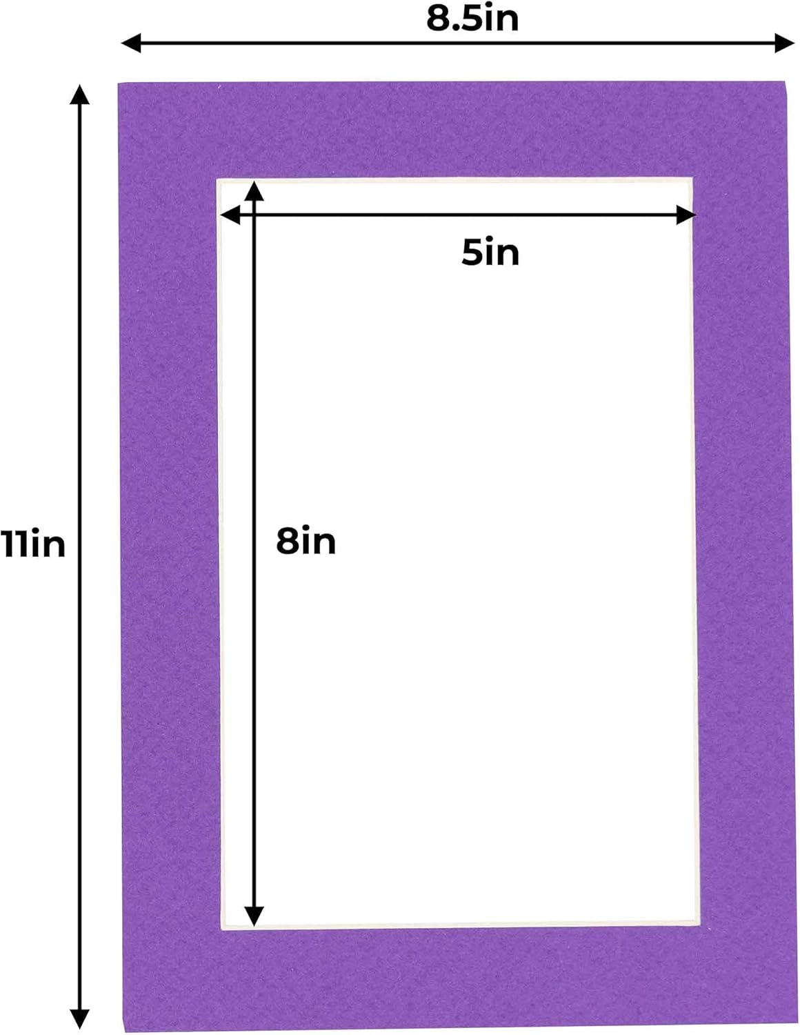 5.5x8.5 Mat for 8.5x11 Frame - Precut Mat Board Acid-Free Purple 5.5x8.5 Photo Matte for a 8.5x11 Picture Frame, Premium Matboard for Family Photos, Show Kits, Art, Picture Framing, Pack of 10 Mats