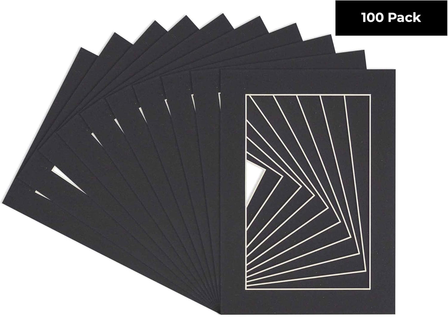 6x8 Mat for 8x10 Frame - Precut Mat Board Acid-Free Show Kit with Backing Board, Clear Bags, Black Photo Matte Made to Fit a 8x10 Picture Frame Matboard, Pack of 100