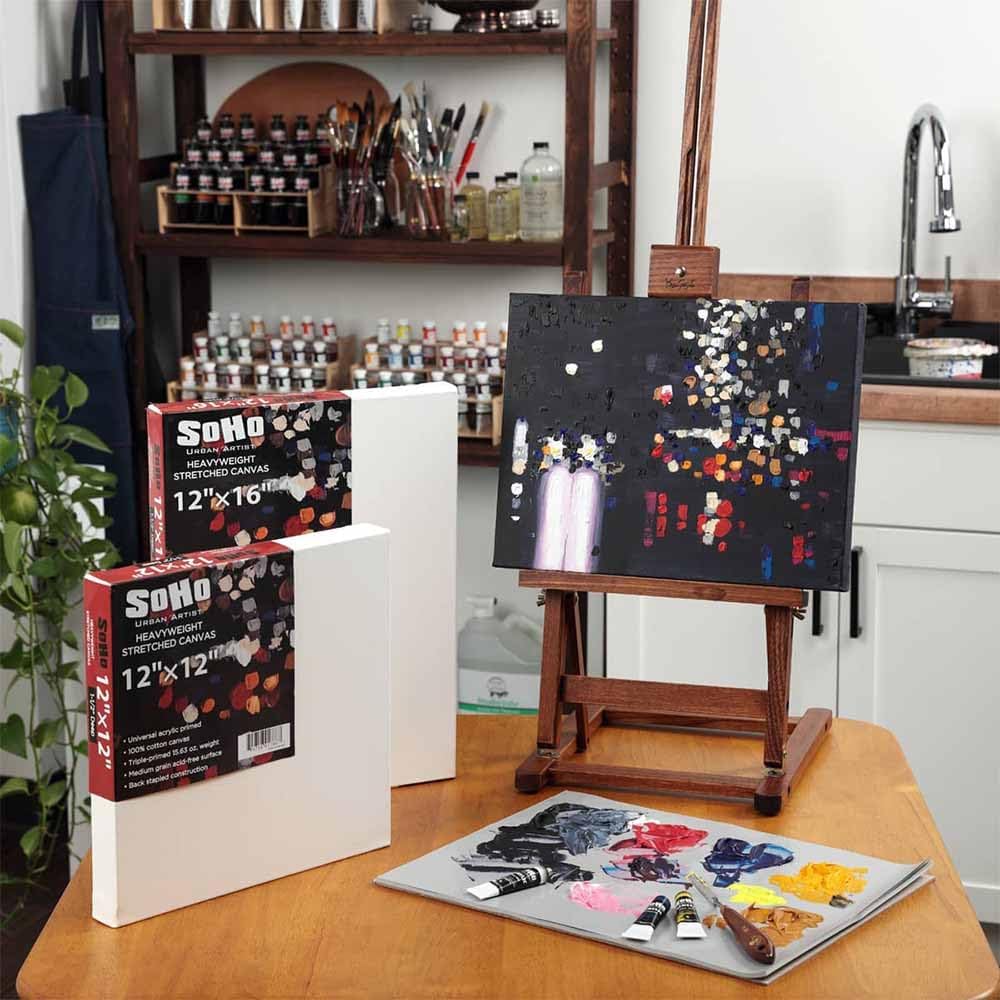 SoHo Urban Artist, 20x40 Heavyweight Stretched Cotton Canvas for Painting - 1.5" Deep- 3 Pack, Triple Primed, 100% Cotton Canvas, Archival, Universal Primed for Oil, Acrylic, Alkyd, Mixed Media