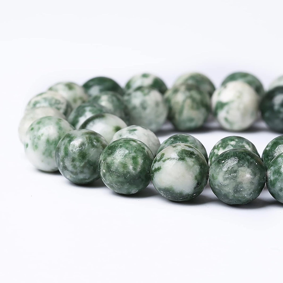 90pcs 4mm Natural Green Spot Stone Stone Beads for Jewelry Making Loose Spacer Round Beads DIY Bracelets Necklaces 15" (4mm, Green Spot Stone)