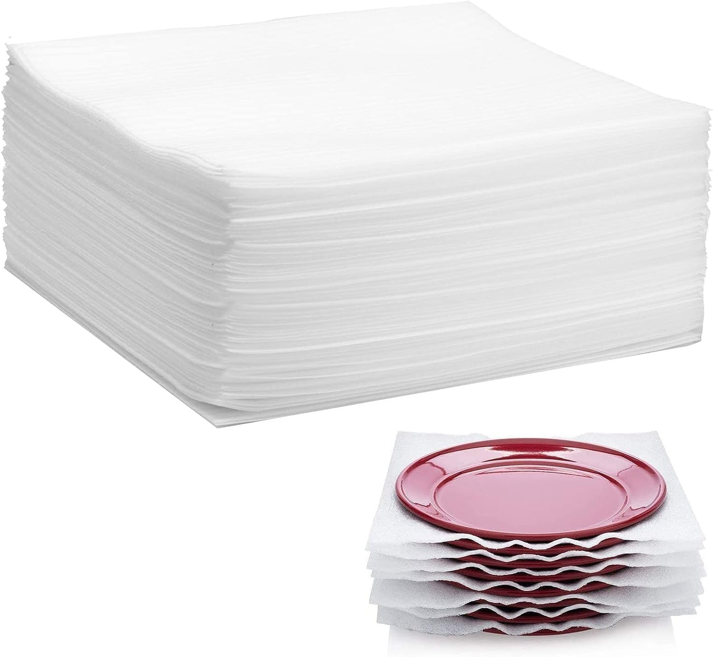 100 Pack Foam Wrap Sheets for Packing Storage Shipping Moving Supplies, Cushion Foam Wrap Packing Foam for Dishes, China, Glass and Furniture (12”x12”)