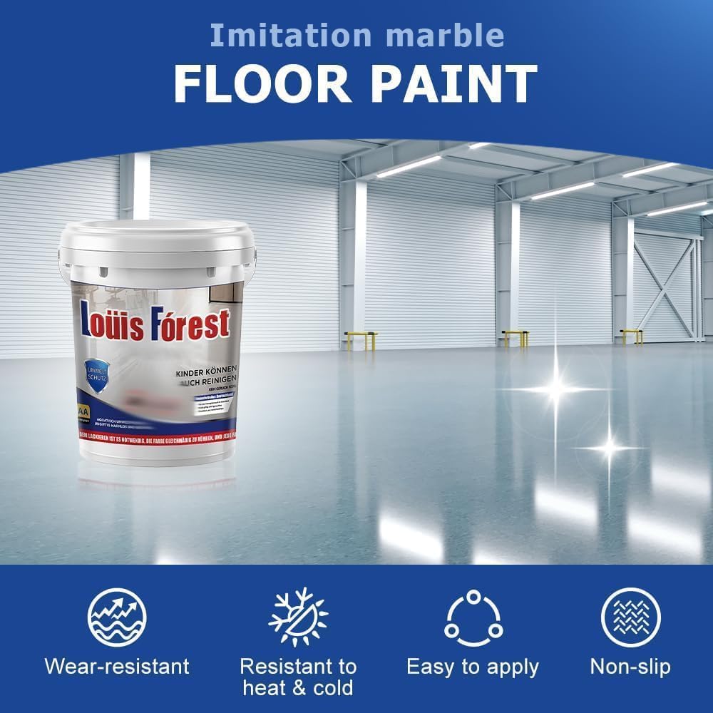 Louis Forest Epoxy Floor Paint, High-Gloss Marble Effect Coating, Epoxy Colored Sand Floor Paint, Wear-Resistant and Non-Slip for Indoor Outdoor (1KG-Peach red)