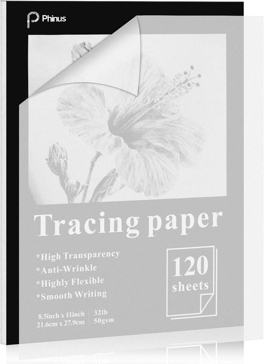 120 Sheets Tracing Paper for Drawing, 8.5”x 11” Trace Paper, Translucent Vellum Paper Tracing Paper Pad, Tracing Pad for Sketching, Preliminary Drawing, Overlaying Images Tracing
