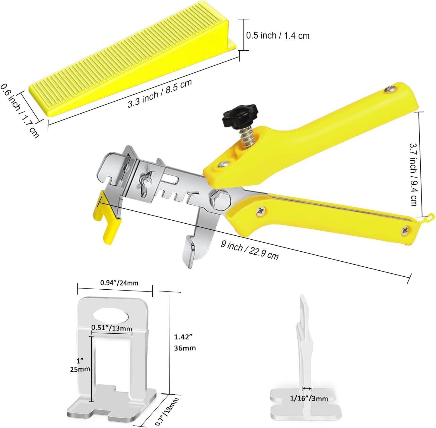 Storystore Tile Leveling System with Tile Pliers - 3400 Piece Tile Spacers Clips and 200 Piece Reusable Wedges, 1/16 Inch Tile Installation Tools Kit