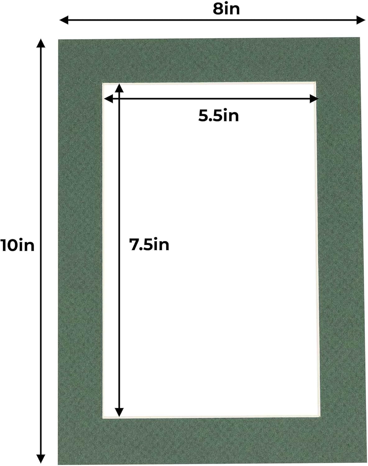 6x8 Mat for 8x10 Frame - Precut Mat Board Acid-Free Hunter Green 6x8 Photo Matte Made to Fit a 8x10 Picture Frame, Premium Matboard for Family Photos, Show Kits, Art, Picture Framing, Pack of 10 Mats