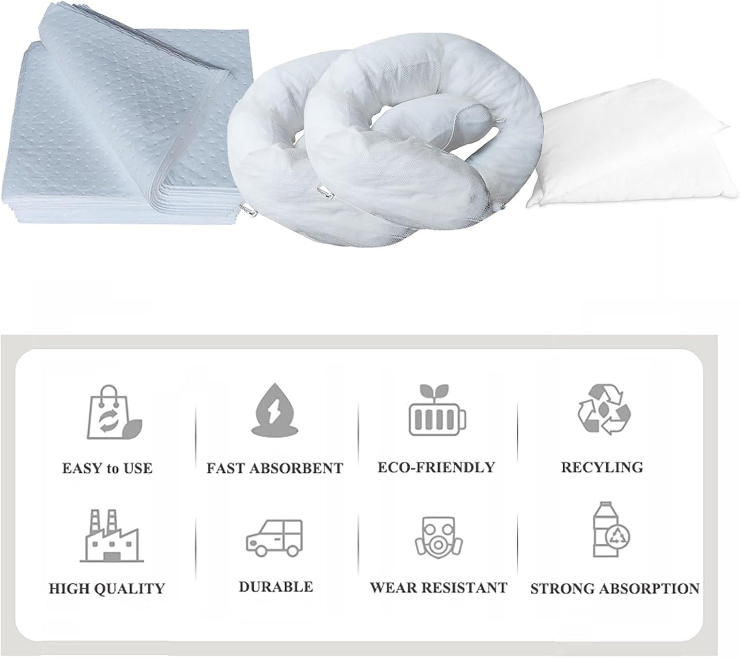 XIFENG Oil-Only Spill Kit Absorbing Spills Oil Absorbent Pads Oil Absorbent Socks Pillows 11.6 Gallon of Oils Petroleum Products for Industrial Automotive Vehicle Aid Spills (Color:only Oil)