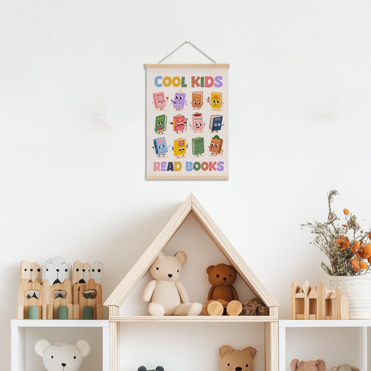 Reading Poster Hanger, Reading Nook Classroom Decor Wall Decor, Toddler Learning Posters, Educational Posters Wall Art Wall Hanging Banner Farmhouse Living Room Nursery Home Baby Room Decor