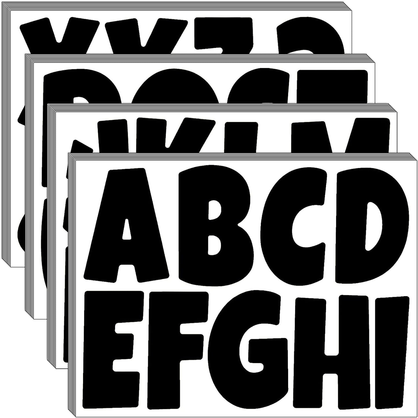 Bemeol Letter Stickers 351 Pieces 4 Inch Bulletin Board Letters Alphabet Cutout Letter for Bulletin Board Display Home Classroom School Decor(Black)