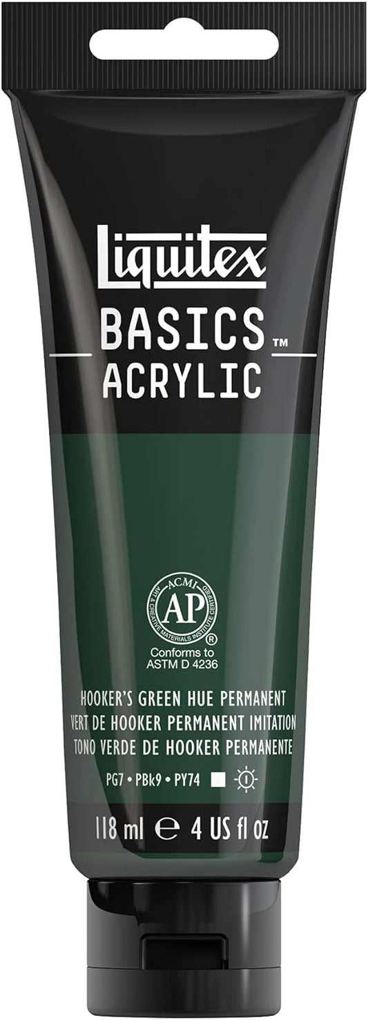 Liquitex BASICS Acrylic Paint, 118ml (4-oz) Tube, Hooker’s Green Hue Permanent
