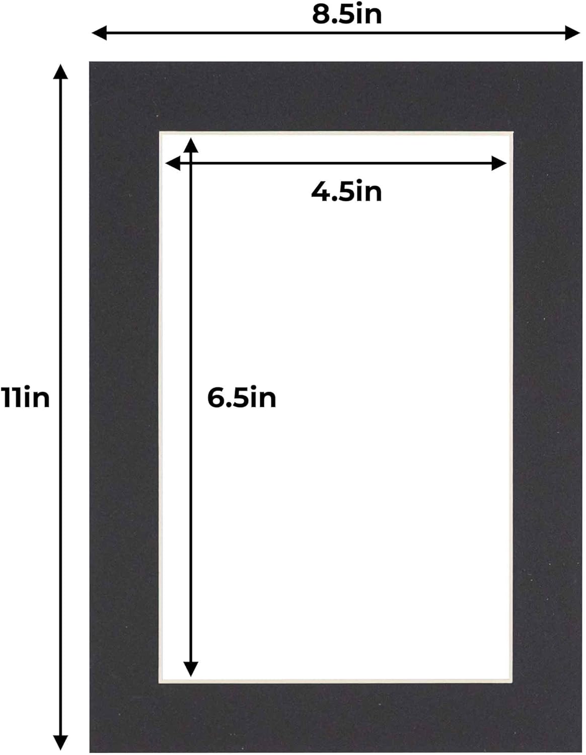 5x7 Mat for 8.5x11 Frame - Precut Mat Board Acid-Free Black 5x7 Photo Matte Made to Fit a 8.5x11 Picture Frame, Premium Matboard for Family Photos, Show Kits, Art, Picture Framing, Pack of 10 Mats