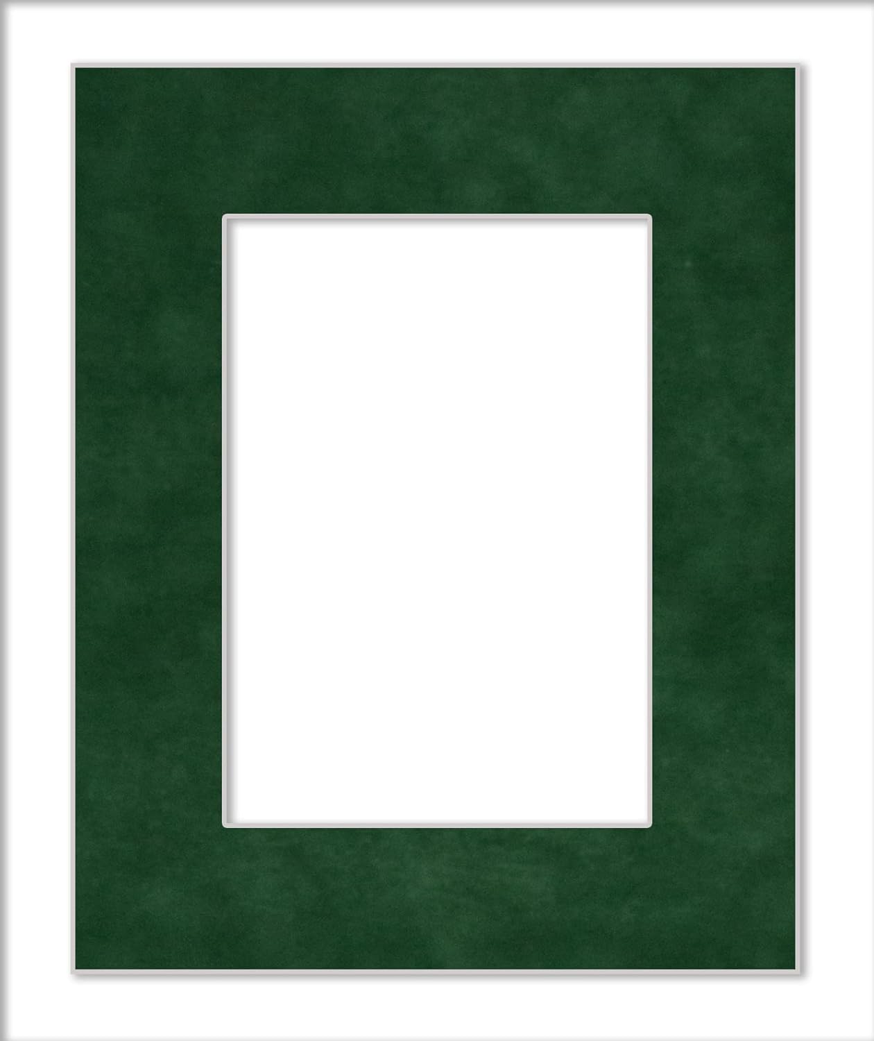 8x10 Mat Bevel Cut for 6x8 Photos - Acid Free Green Suede Precut Matboard - For Pictures, Photos, Framing - 4-ply Thickness