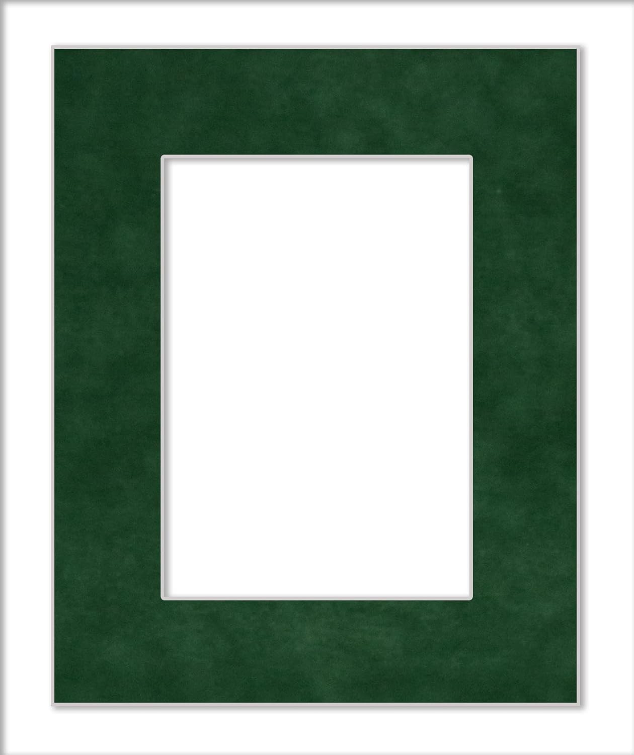 8x10 Mat Bevel Cut for 6x8 Photos - Acid Free Green Suede Precut Matboard With Backing Board and Crystal Clear, Self Seal Photo Mat Bag - For Pictures, Photos, Framing - 4-ply Thickness