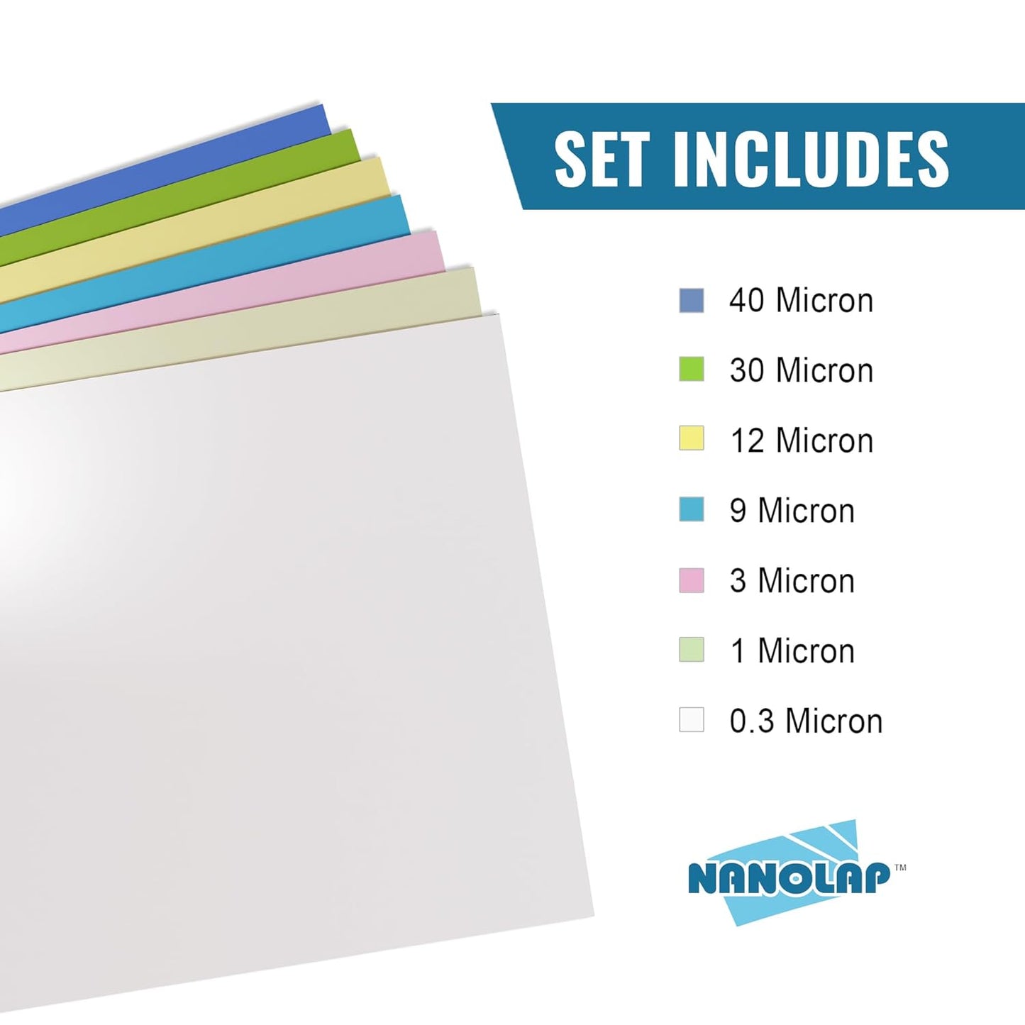 PSA Lapping Film, 7 Piece Pressure Sensitive Adhesive Polishing Paper, 8-1/2” x 11” Microfinishing Fine Sanding Paper, Sanding Film for Scary Sharp Sharpening System, Aluminum Oxide AO