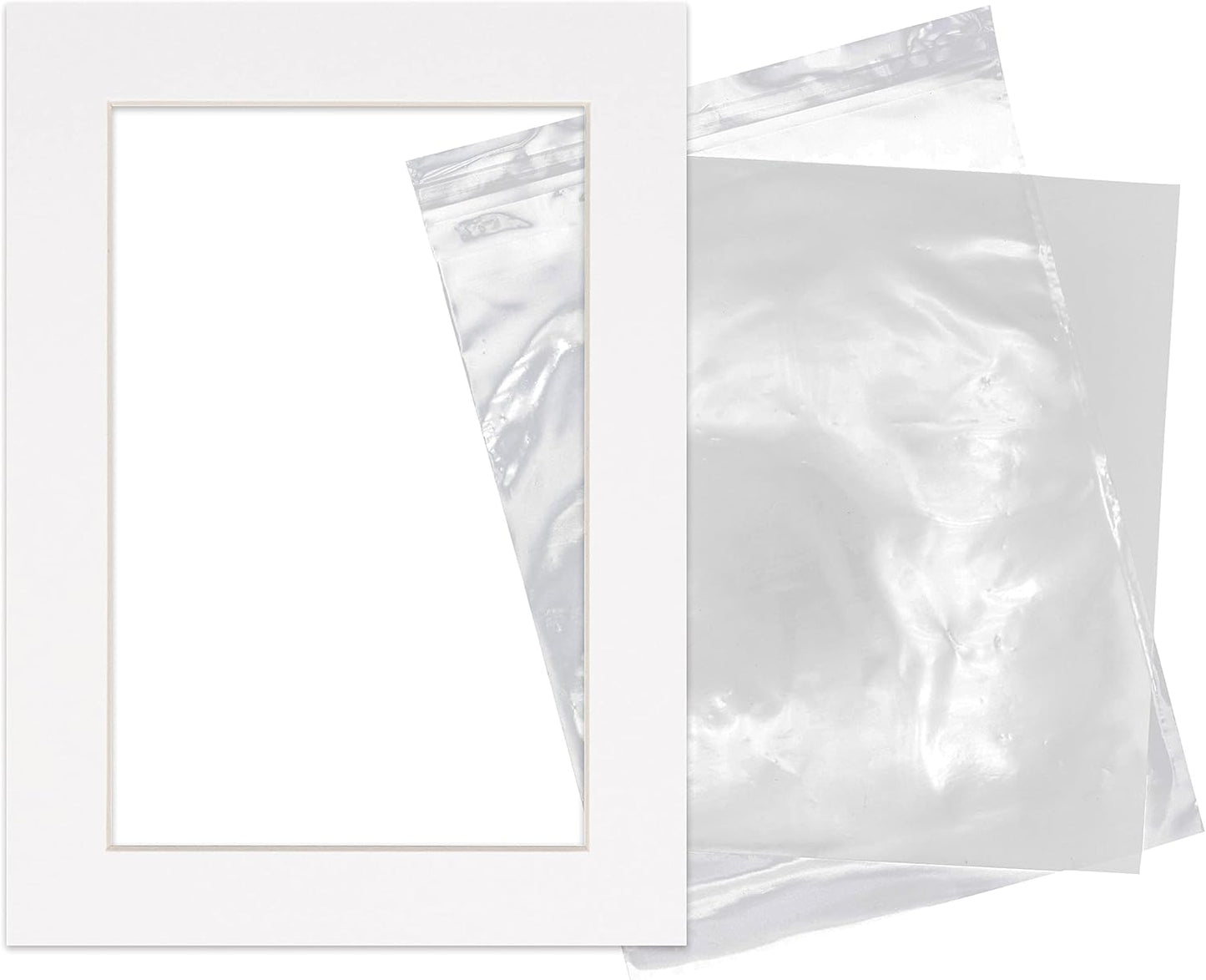 6x8 Mat for 8x10 Frame - Precut Mat Board Acid-Free Show Kit with Backing Board, and Clear Bags White 6x8 Photo Matte Made to Fit a 8x10 Picture Frame Matboard for Framing, Pack of 1 Mat