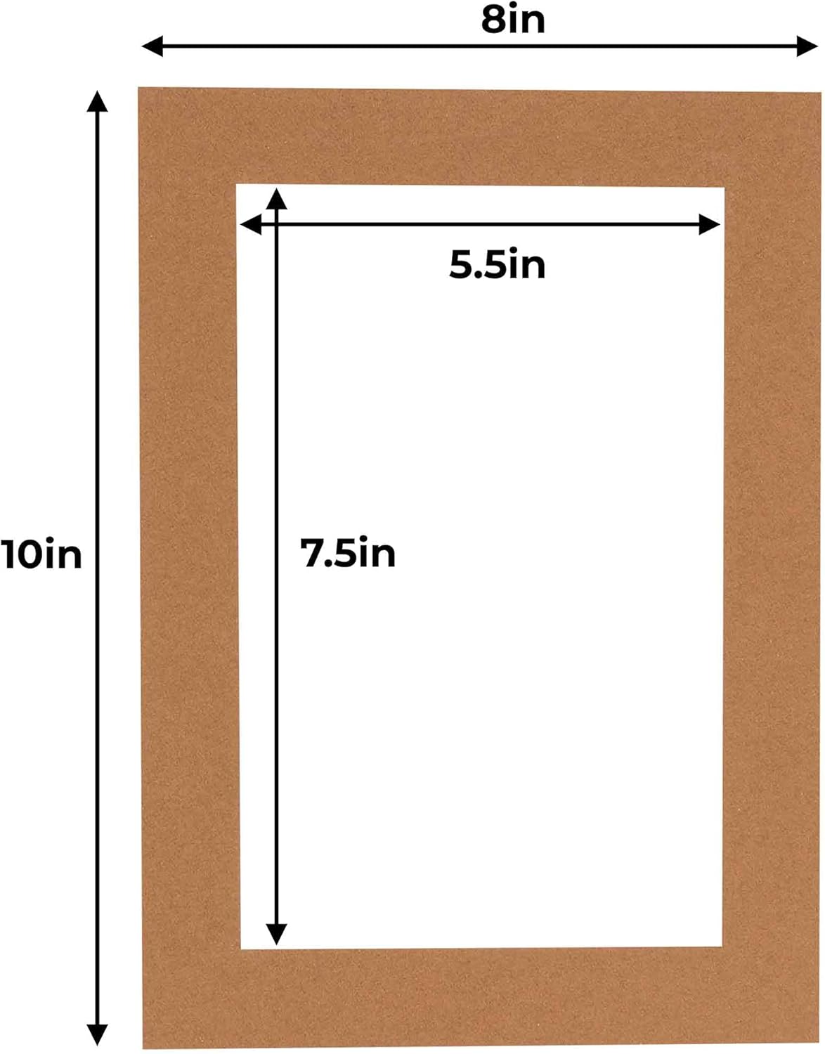 6x8 Mat for 8x10 Frame - Precut Mat Board Acid-Free Show Kit with Backing Board, and Clear Bags Brown 6x8 Photo Matte Made to Fit a 8x10 Picture Frame Matboard for Framing, Pack of 25 Mats