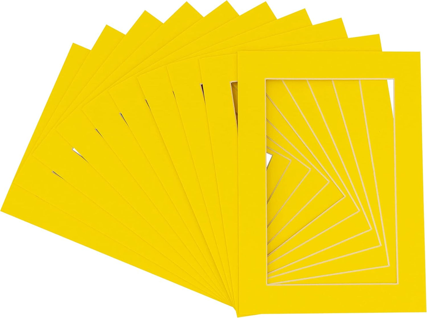 5x7 Mat for 8.5x11 Frame - Precut Mat Board Acid-Free Show Kit with Backing Board, and Clear Bags Yellow 5x7 Photo Matte Made to Fit a 8.5x11 Picture Frame Matboard for Framing, Pack of 25 Mats
