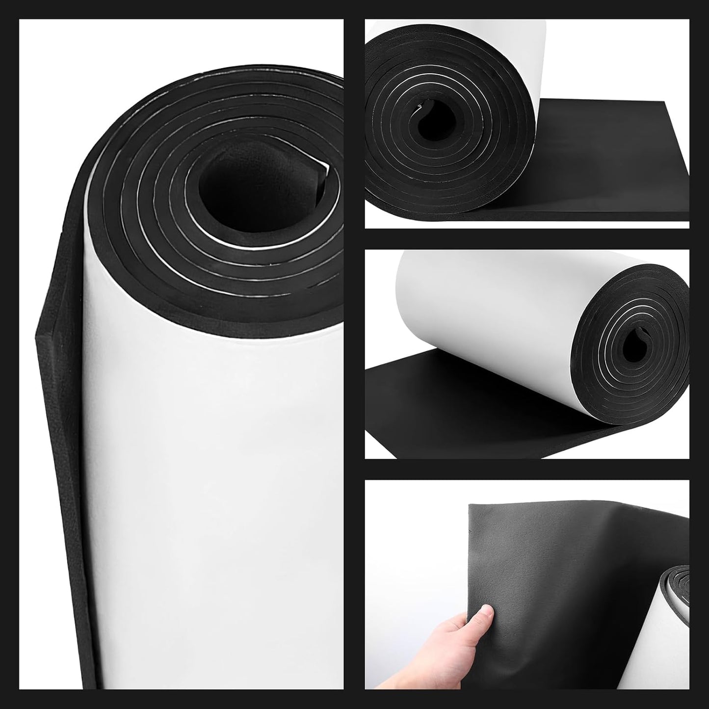 Adhesive Foam Roll Neoprene Sponge Foam Sheet Roll Closed Cell Insulation Closed Cell Foam Sheet Soundproof Foam Padding (Black, 12x59x1/4 Inches)