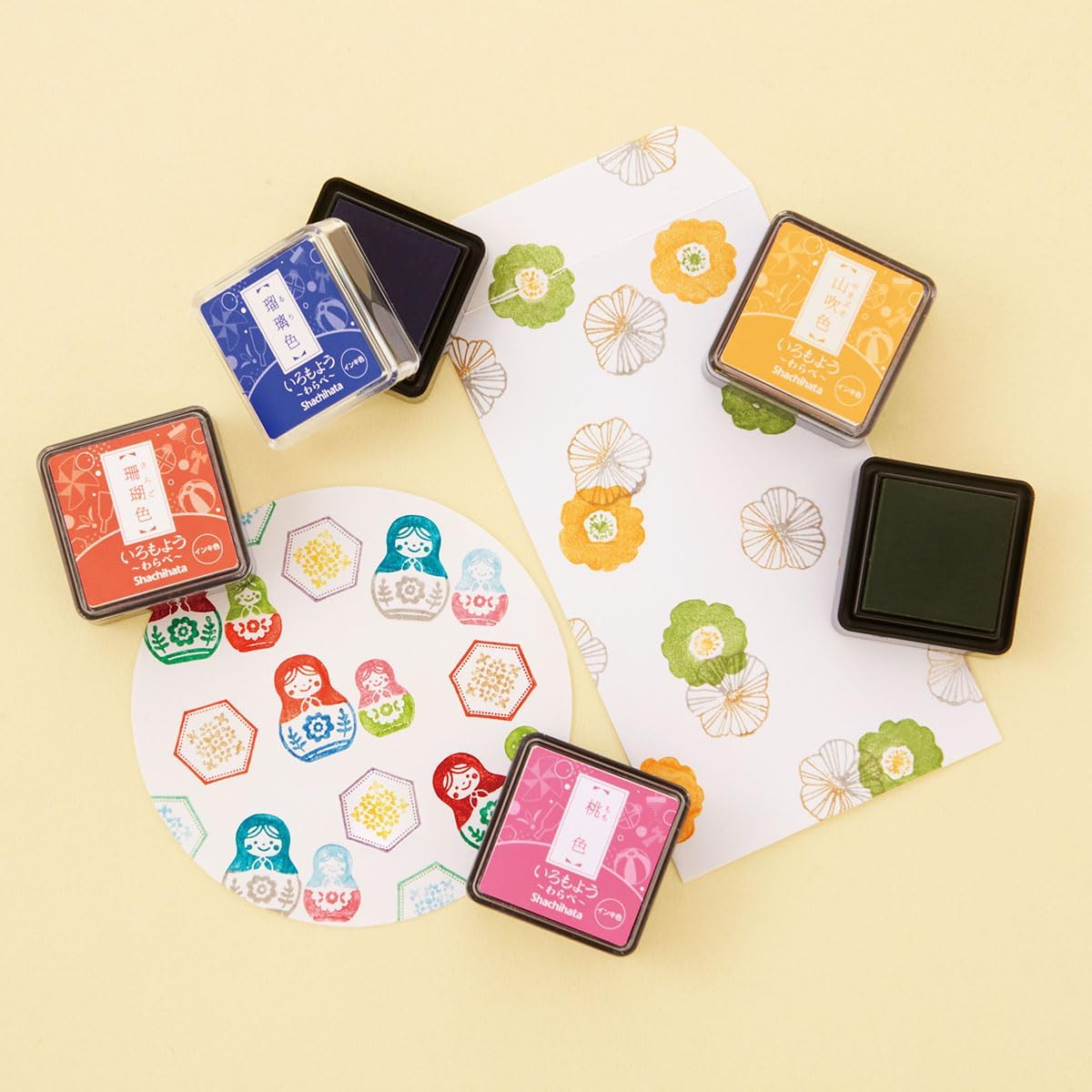 IROMOYO WARABE Stamp PAD, Small Traditional Japanese Ink Colour, Oil-Based Ink pad - Black
