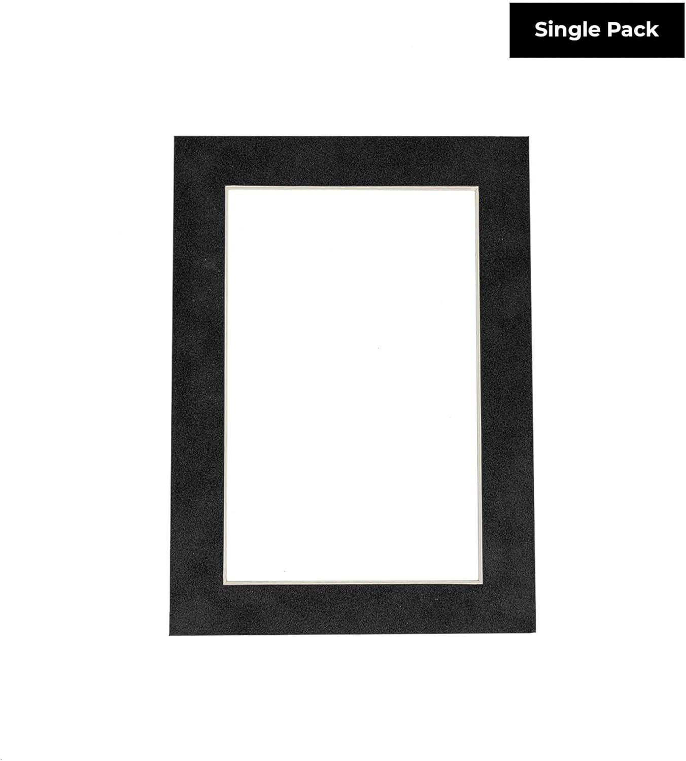 Poster Palooza 8x10 Mat Bevel Cut for 6x8 Photos - Acid Free Dark Grey Suede Precut Matboard - For Pictures, Photos, Framing - 4-ply Thickness