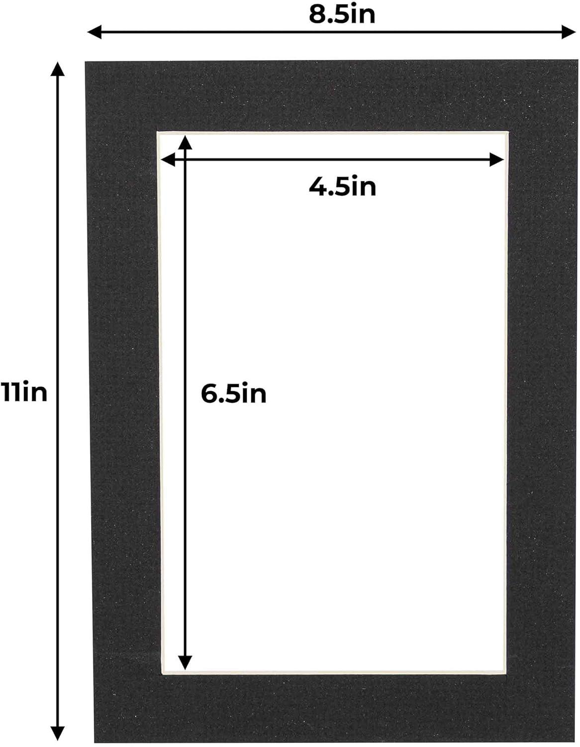 5x7 Mat for 8.5x11 Frame - Precut Mat Board Acid-Free Textured Black 5x7 Photo Matte For a 8.5x11 Picture Frame, Premium Matboard for Family Photos, Show Kits, Art, Picture Framing, Pack of 25 Mats