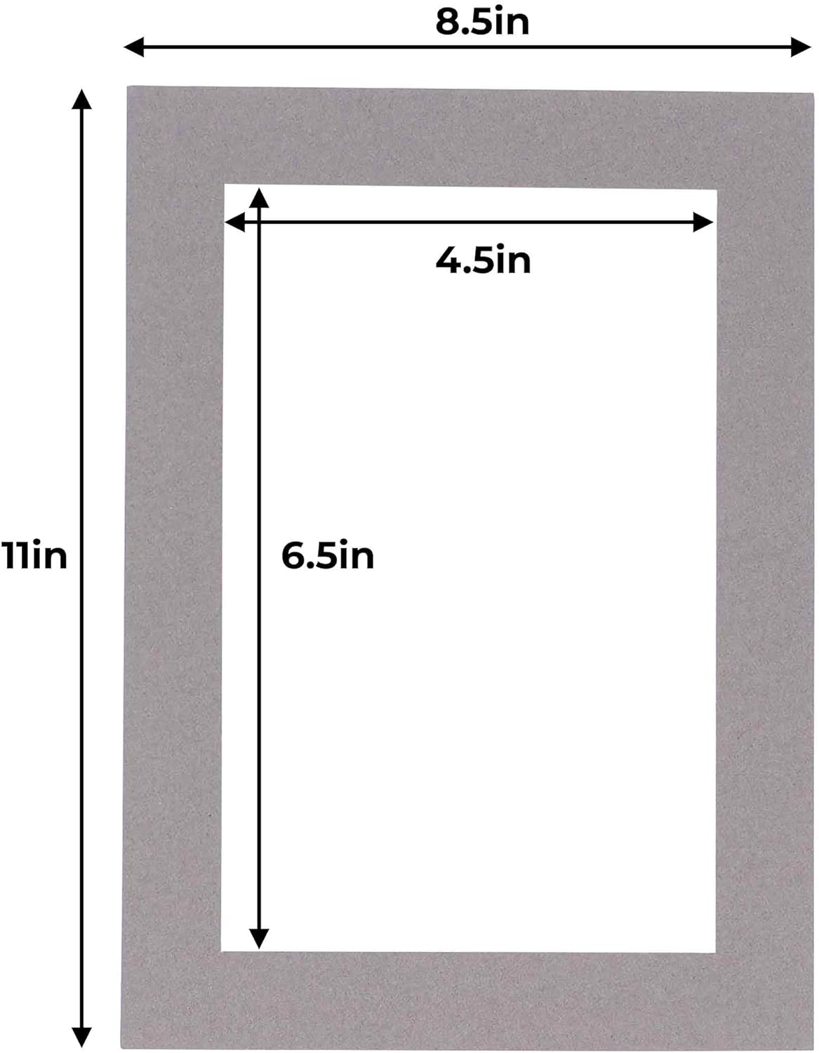 5x7 Mat for 8.5x11 Frame - Precut Mat Board Acid-Free Show Kit with Backing Board, and Clear Bags Charcoal 5x7 Photo Matte Made to Fit a 8.5x11 Picture Frame Matboard for Framing, Pack of 10 Mats