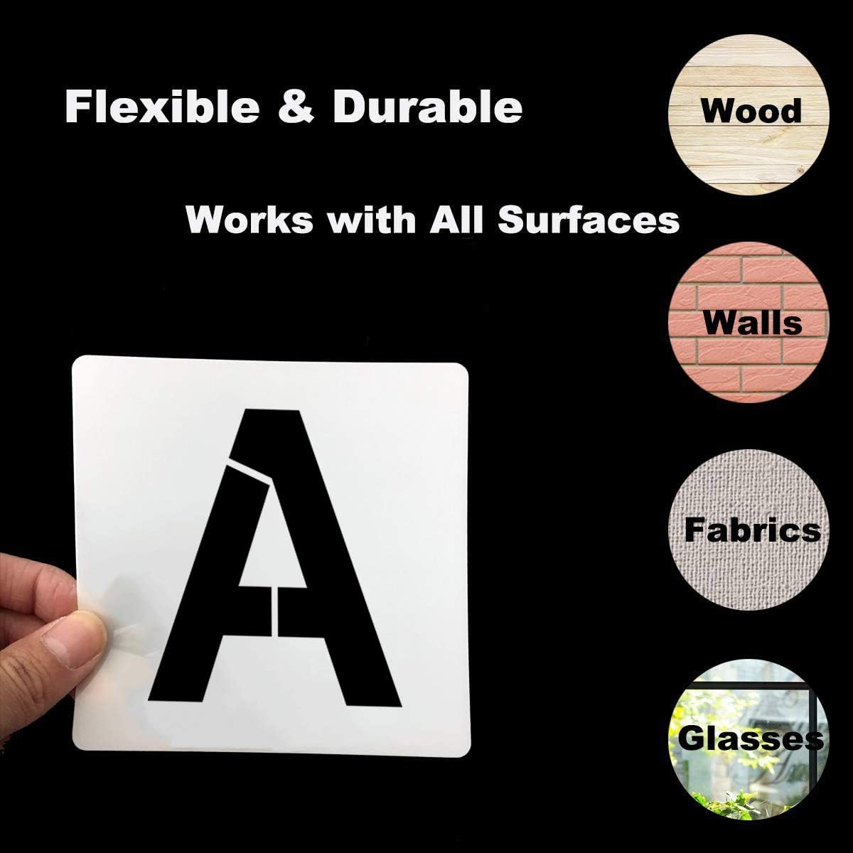 Alphabet Letter and Number Stencils 9 Inch - 40 Pack Large Letters and Numbers Stencil Templates with Signs for Painting on Wood, Reusable Letter Stencils for Chalkboard Signs & Wood Wall Art
