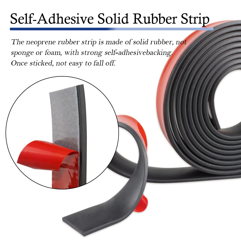Neoprene Rubber Strips Self Adhesive Solid Rubber Sheets, Rolls & Strips for DIY Gaskets Crafts Pads Seals Warehouse Flooring Neoprene Sheet with Adhesive Backing (2" Wide x 1/8" Thick x 10' Long)