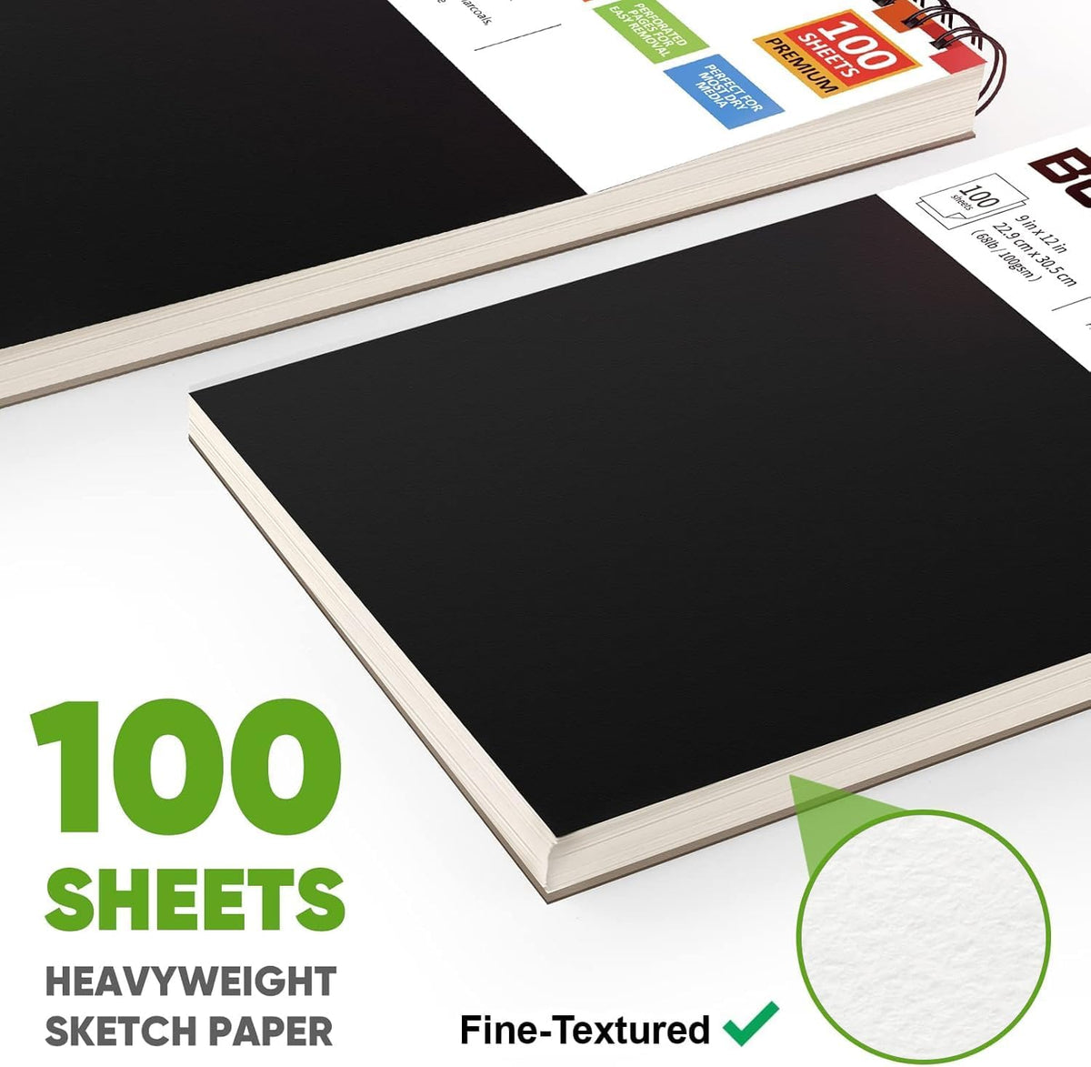 Soucolor 9" x 12" Sketch Book, 1-Pack 100 Sheets Spiral Bound Art Sketchbook, (68lb/100gsm) Acid Free Artist Drawing Book Paper Painting Drawing Writing Sketching Pad for Kids Adult Teens Girls Boys